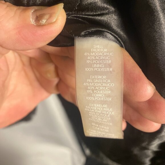 Calvin Klein Faux Fur Jacket XL Black Cropped Evening Coat Soft Glam - Picture 5 of 6